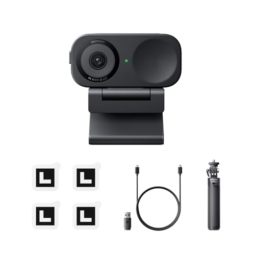 Insta360 Link 2C Pacote de tripé preto grafite - Webcam 4K PC/Mac, sensor de 1/2", quadro automático, HDR, cancelamento de ruído por IA, controlo por gestos para streaming, videochamadas, jogos