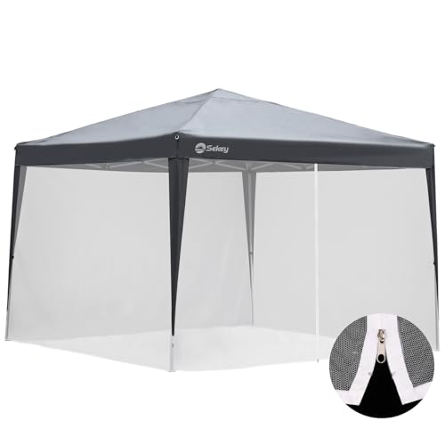 Sekey Rede mosquiteira para canteiro, 3 x 3 m, gazebo mosquiteira com fecho de correr e tiras de velcro, branco