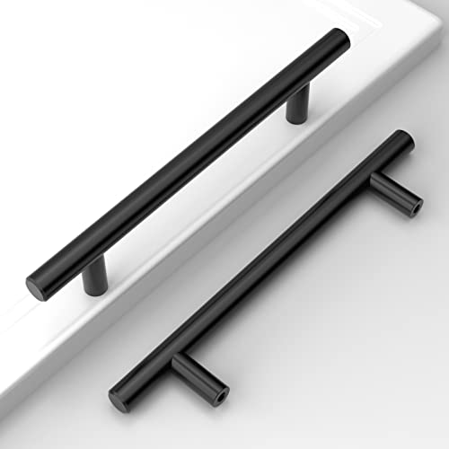 Amerdeco 10 peças puxadores de cozinha 128 mm preto para armários e gavetas - argolas de aço inoxidável para móveis e portas
