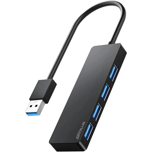 ANYPLUS USB Hub, 4 portas-multicarregador USB 3.0 adaptador, portátil extensão USB para PC, computadores portáteis, Ps5, Macbook, iMac, Surface Pro, Mac Pro, memória flash, XPS