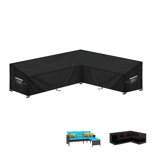 LAMUNI Capa para sofá exterior em forma em forma de móveis de jardim impermeável capa para sofá e jardim, capa de sofá de exterior, capa de canto de jardim, capa protetora para sofá, canto, 220 x 150