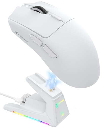 ATTACK SHARK X1 Rato para jogos com base de carregamento magnético, sensor PixArt PAW3395PRO, 40000DPI, Bluetooth/2,4 G Wireless/Wired, 53 g super leve, microinterruptores de 100 m para PC/Xbox/Mac