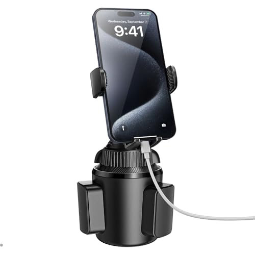 Suporte de Smartphone para porta-copos do carro, suporte móvel para carro porta-copos ajustável rotação 360 graus compatível com iPhone 12 11 Pro MAX XR X 8, Samsung Galaxy, Xiaomi, Redmi, S20 S10 S9