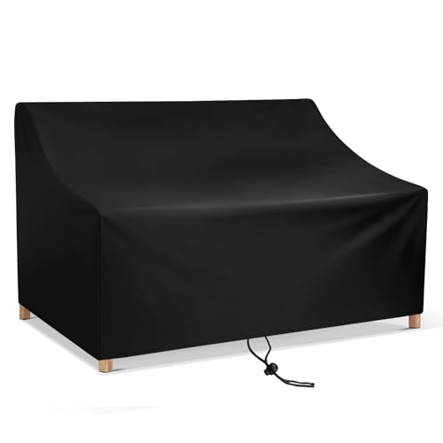 Capa para banco de jardim 3 lugares capa para sofá de exterior impermeável com saídas de ar capa protetora sofá de pátio anti-vento UV resistente (163 x 66 x 89 cm)