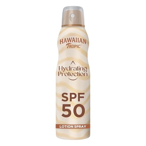 Hawaiian Tropic Bruma Silk Hydration Air Soft SPF 50 - loção solar protetora em spray de vapor, resistente à água até 12 horas, cru solar de 220 ml