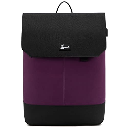 LOVEVOOK Mochila para mulher elegante, mochila impermeável com compartimento para portátil de 15,6 polegadas e bolsa anti-roubo para viagens, universidade, escola e escritório, lilás - preto