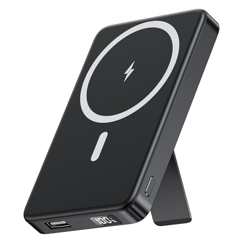 YUJE Bateria externa magnética para mag Safe 10000 mAh, Power Bank sem fios Qi com carregamento rápido USB-C PD 20W, ecrã LED, compatível com iPhone 16/15/14/13/12 Pro/Max/Plus