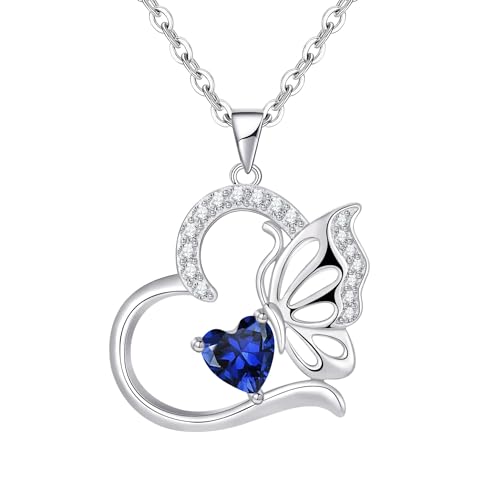 Colar mulher prata de lei 925 borboletas Birthstone pingente mulher colar coração presentes originais para mulher presente dia da mãe aniversário dia dos namorados Natal aniversário