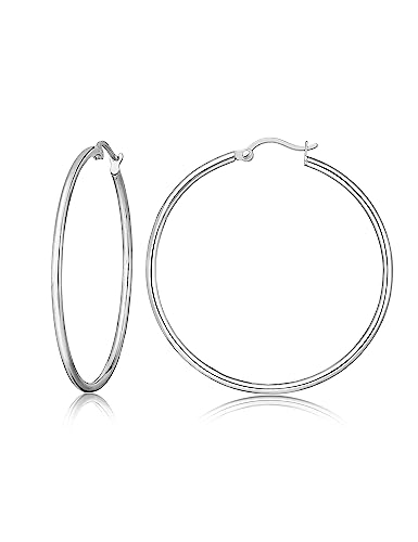 Limerencia Titânio brincos de aro, leve hipoalergénico níquel grandes brincos de aro de prata médica livre para mulheres 20 mm 30 mm 43 mm.