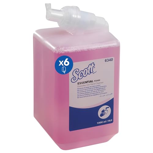 Scott Essential gel de mãos em espuma, 6340, cor-de-rosa, perfumado, 6 peças de reposição x 1 litro (6 total)