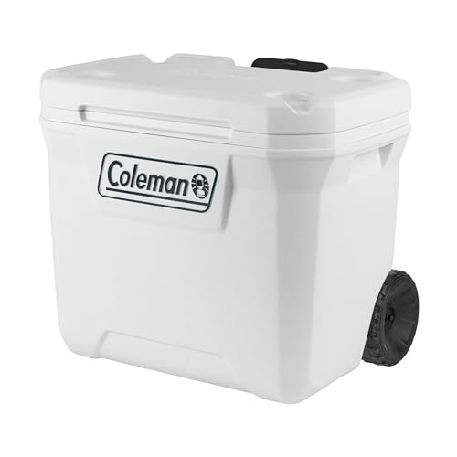 Coleman Geladeira com rodas Marine Xtreme 50QT | 47L caixa de gelo de alto desempenho, isolamento completo de espuma de PU | mantém fresco por 4 dias, térmica portátil com proteção UV