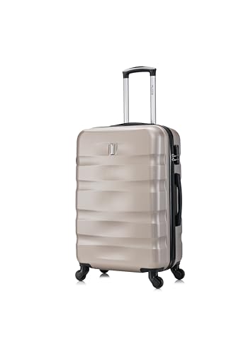 CELIMS - Mala ABS, rígida, resistente, 4 rodas giratórias de 360°, leve com cadeado integrado., Champanhe, Malas e trolleys