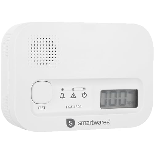 Smartwares Detector de monóxido de carbono - sensor de 10 anos - com ecrã e botão de teste - FGA-13041