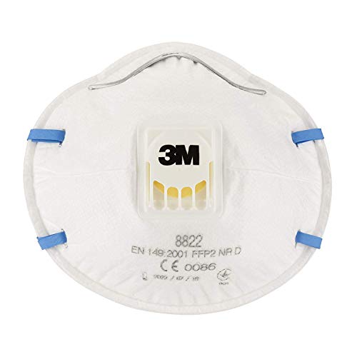 3M Máscara para lixar manual e ferramentas elétricas, contra pó fino, 8822C3, FFP2 com válvula 3M Cool Flow, embalagem de 3 máscaras