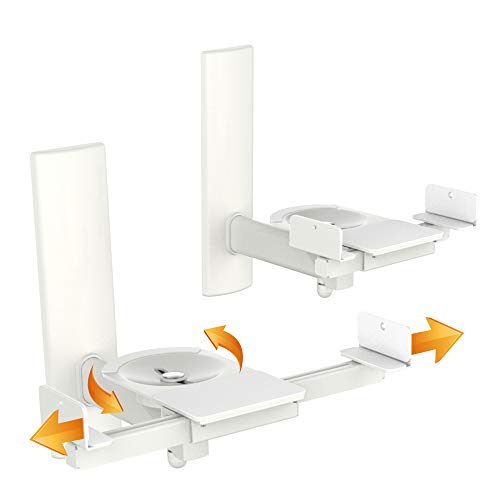 RICOO Suporte altifalante para parede giratório inclinável braço para defletores WLAN airplay Speaker Wall-Mount universal LH023-W branco 2 peças