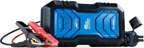 Arrancador portátil de carros 2000A: Booster carregador de bateria de carro de 12 V, adequado para 7,0 l gasolina e 6,5 L gasolina, bateria de arranque com kit de emergência, proteção segura e LED