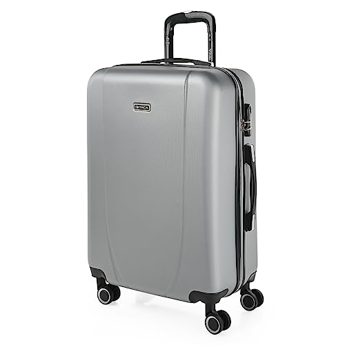 Itaca, Malas de viagem rígidas, 4 rodas, carrinho ABS, pequena cabine média e grande, XL, prática, confortável, leve e resistente, qualidade, marca e design, conjunto, Ryanair, baixo custo Abs 68.0liters