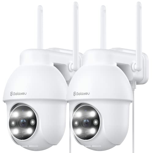 GALAYOU 2K Câmara de vigilância WiFi exterior, câmara IP vigilância doméstica com visão noturna colorida, visualização panorâmica e inclinável de 360°, sensor de movimento e áudio bidirecional Y4 (2