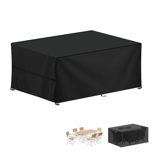 LAMUNI Capa protetora para móveis de jardim, retangular, capas para móveis de terraço, impermeável, capa de mesa exterior anti-UV, cobertura de exterior para mesas, cadeiras, sofá de jardim, 200 x 100