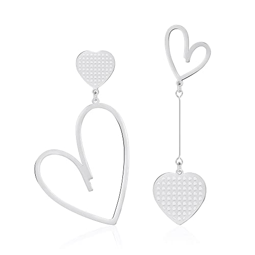 Linawe Brincos suspensos em forma de coração, brincos de aço inoxidável para mulher, brincos suspensos para casal, brincos para mulher