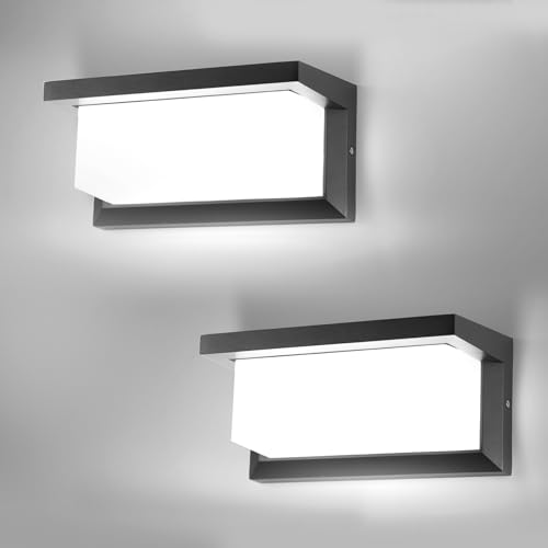CHENBEN Aplique parede exterior, 6500 K 18 W luz exterior, IP65 impermeável lâmpada exterior, alumínio luz led exterior para decoração de jardim, terraço, alpendre, pátio, garagem, 2 peças
