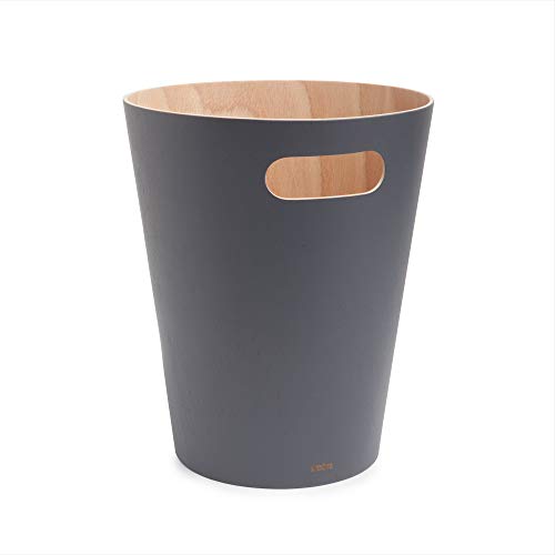 Umbra Woodrow Cesto de lixo, com capacidade de 7,5 l, natural / cinzento carvão