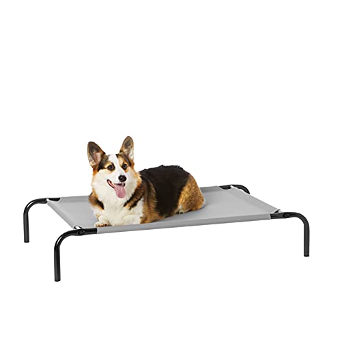 Amazon Basics Cama para cães, elevada refrescante para animais de estimação, tecido, M/cinzento, 110 x 65 x 19 cm (L x Al)