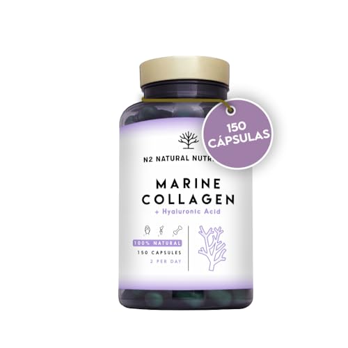 Colagénio com magnésio e ácido hialurónico Vitamina C. Fornecimento de 150 cápsulas 75 dias. Alta concentração. Cuidados com articulações, pele e ossos. Colágeno marinho PEPTAN. CE.N2 Nutrição natural