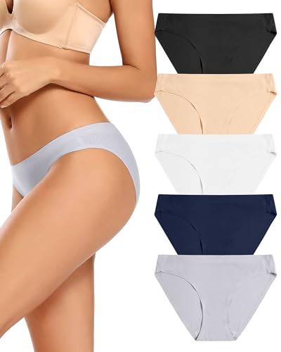 VOENXE Cuecas sem costura mulher pack, cuecas biquíni feminino invisível, Underwear de mulheres Slip com forma roupa interior, cuecas brasileiras para mulher, sem costura sem costura, vários pacotes