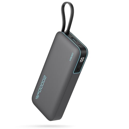 CUKTECH CP253L Power Bank 20.000 mAh, bateria portátil com cabo USB-C integrado, PD 45 W powerbank com 1 x USB-C, 1 x USB-A, bateria externa carregamento rápido compatível Phone, Galaxy, Xiaomi,