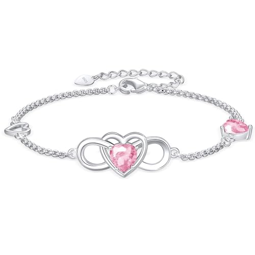 Diorra Pulseira para mulheres de prata esterlina 925 amor para sempre infinito pulseira ajustável presente para mulheres meninas