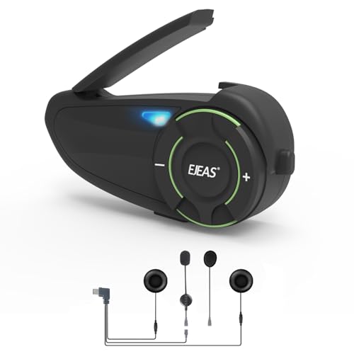EJEAS Q8 Mesh 3.0 Sistema de comunicação de intercomunicação em grupo, intercomunicador capacete Moto Bluetooth 5.1 com redução de ruído CVC e uso partilhado de música para 6 ciclistas(1 pacote)