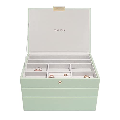STACKERS - Caixa de jóias de tamanho médio, cor verde (Sage Green) - 3 unidades