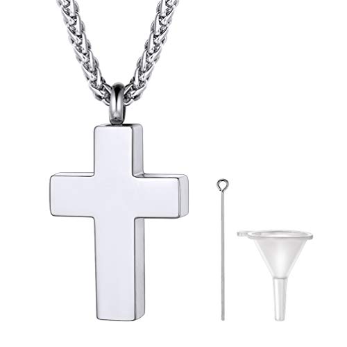 PROSTEEL Pingente porta-cinzas sempre com você, forma cruz/santa maria, colar personalizável com acessórios para medidor de cinzas