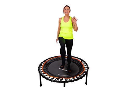 Fit Bounce Pro XL Rebounder Mini trampolim silencioso com cordão elástico aparelho para exercício cardiovascular salto. Inclui DVD e saco de armazenamento.