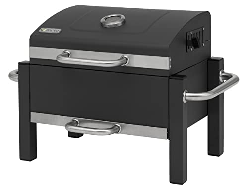 Tepro Churrasco a carvão vegetal Toronto Easy com 2 alças estáveis, tampa de marcha suave, inclui termómetro e depósito de recolha, dimensões aprox. 67,5 x 43,3 x 45 cm