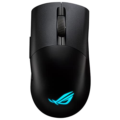 ASUS ROG Keris Wireless AimPoint Rato Gaming (conectividade tripla 2,4 GHz RF, Bluetooth, USB), 36000 dpi, 5 botões programáveis, ROG SpeedNova, interruptores intercambiáveis, paracord, preto