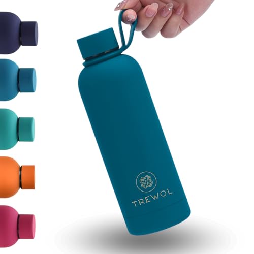 TREWOL Garrafa de água em aço inoxidável 750 ml, sem BPA, com correia de silicone. Antiderrames. Quantidade térmica dupla parede isolante. Mantém frio 24 horas / quente 12 h. Acabamento mate suave ao