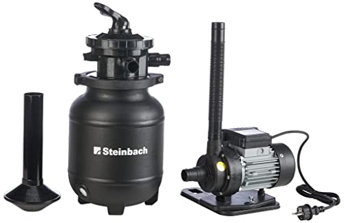 Steinbach Filtro Active Balls+ 040386 – Bomba não autoabsorvente para piscinas de até 19.000 l, com válvula de 7 vias com alavanca de ajuste e manómetro, inclui aproximadamente 300 g de bolas de