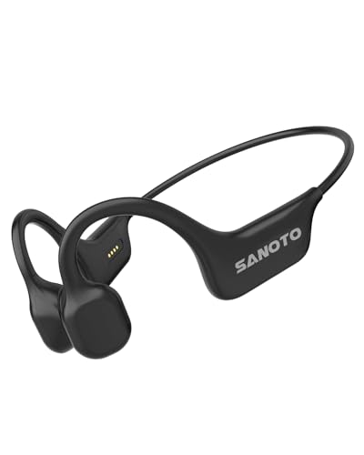 SANOTO Auriculares condução Osea Open Ear auriculares Bluetooth 5.0 sem fios IPX7 impermeáveis e resistentes ao suor auriculares desportivos adequados para correr fitness