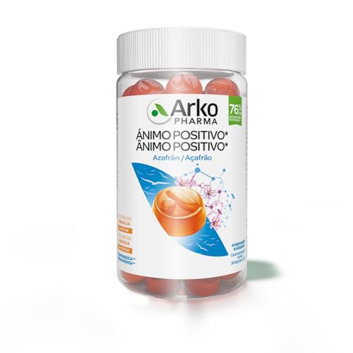 Arkopharma, Arkogummies Ânimo positivo, 60 rebuçados de borracha sem açúcar, o açafrão contribui para melhorar o equilíbrio emocional, adequado para veganos, complemento alimentar
