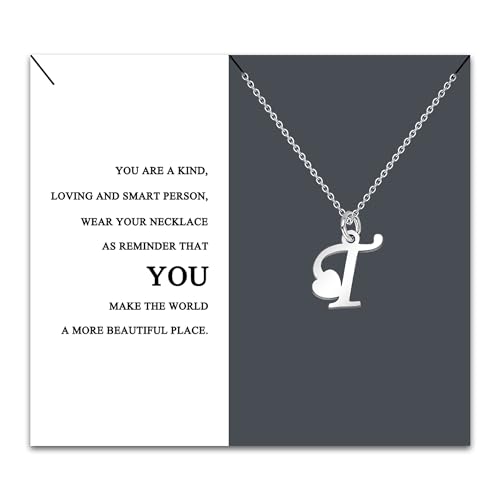 HEYEJET Colar inicial original aço inoxidável, colar mulher com pingente letra A-Z pequenas - bijuteria presente mãe filha aniversário namorada ou amigas presente com cartão inspiradora