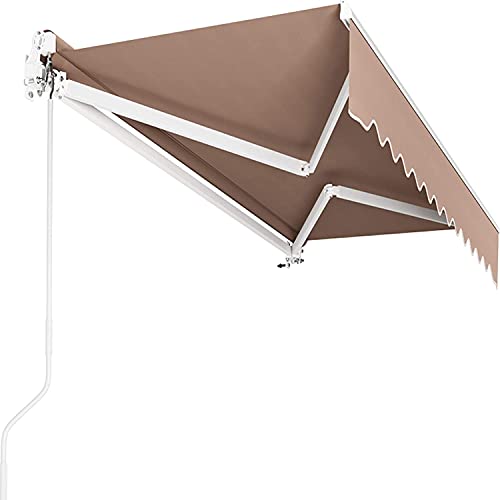 Toldo articulado manual, 250 x 200 cm, inclui suporte de parede, manivela, impermeável, alumínio e poliéster, para exteriores, terraço, varanda, cor bege