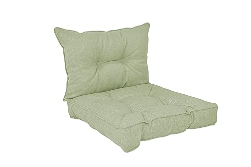 POKAR Almofadas Lounge exterior almofada assento móveis jardim almofada para cadeira, conjunto de 2: almofada assento 50 x 50 x 10 cm encosto 50 x 40 x 10 cm, verde