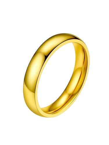 PROSTEEL O anel personalizável para homem e mulher em aço inoxidável/banhado a ouro, anel de aliança simples de 2 mm/4 mm/6 mm/8 mm, tamanho 47/49/52/54/57/59/62/64/67/69