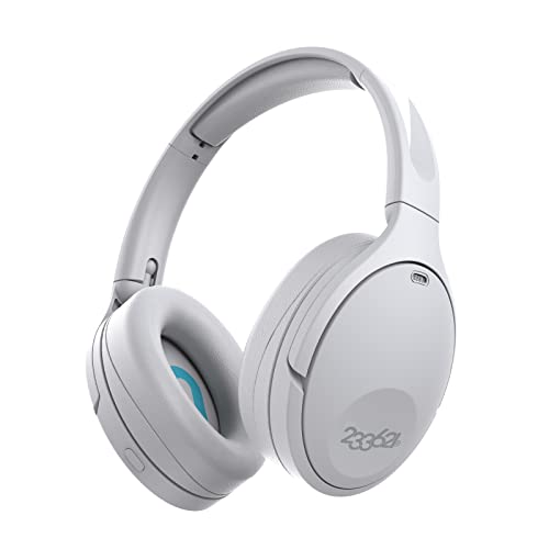 233621 Capacetes sem fios Bluetooth 100 horas de reprodução, auriculares de cancelamento de ruído com som HiFi e microfone incorporado, Headphones dobráveis para uso diário (cinzento)