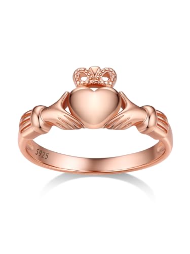 Bestyle Anéis mulher prata de lei 925 anel nó celta anel irlandês claddagh anéis de noivado tamanho 6,75 - 27,5
