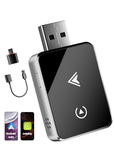 Adaptador sem fios 2 em 1 para CarPlay/Android Auto, PARPAT 2025 conversão melhorada de cabo a sem fios com USB/tipo C, conexão estável e sem atrasos, compatível com iPhone/Android (K3)
