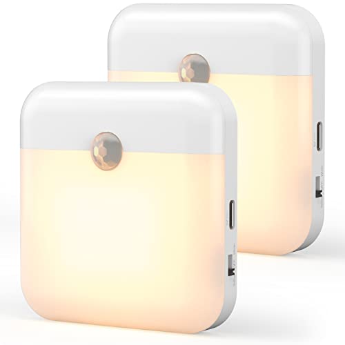Luz de presença infantil, 2 peças luz noturna sensor de movimento, luz noturna automática com acessório magnético para o quarto de bebé, cozinha, corredor, escada, sala de estar