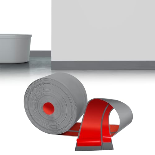 LIHIQIYA Rodapés flexível auto-adesivo, 18 m autocolante em PVC, socalos autocolantes, armário de cozinha, tapete dobrável fita para cozinha casa de banho, socalo de cozinha, cinzento, 50 x 20 mm